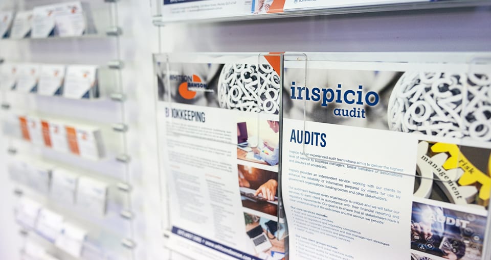 Inspicio Audits flyers in office